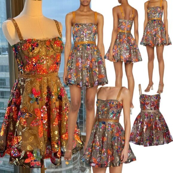 Bronx and Banco Dresses & Skirts - 🆕 BRONX & BANCO 🧿 NWOT Mademoiselle Floral Sequin Fit-&-Flare Dress Sz XS US 2